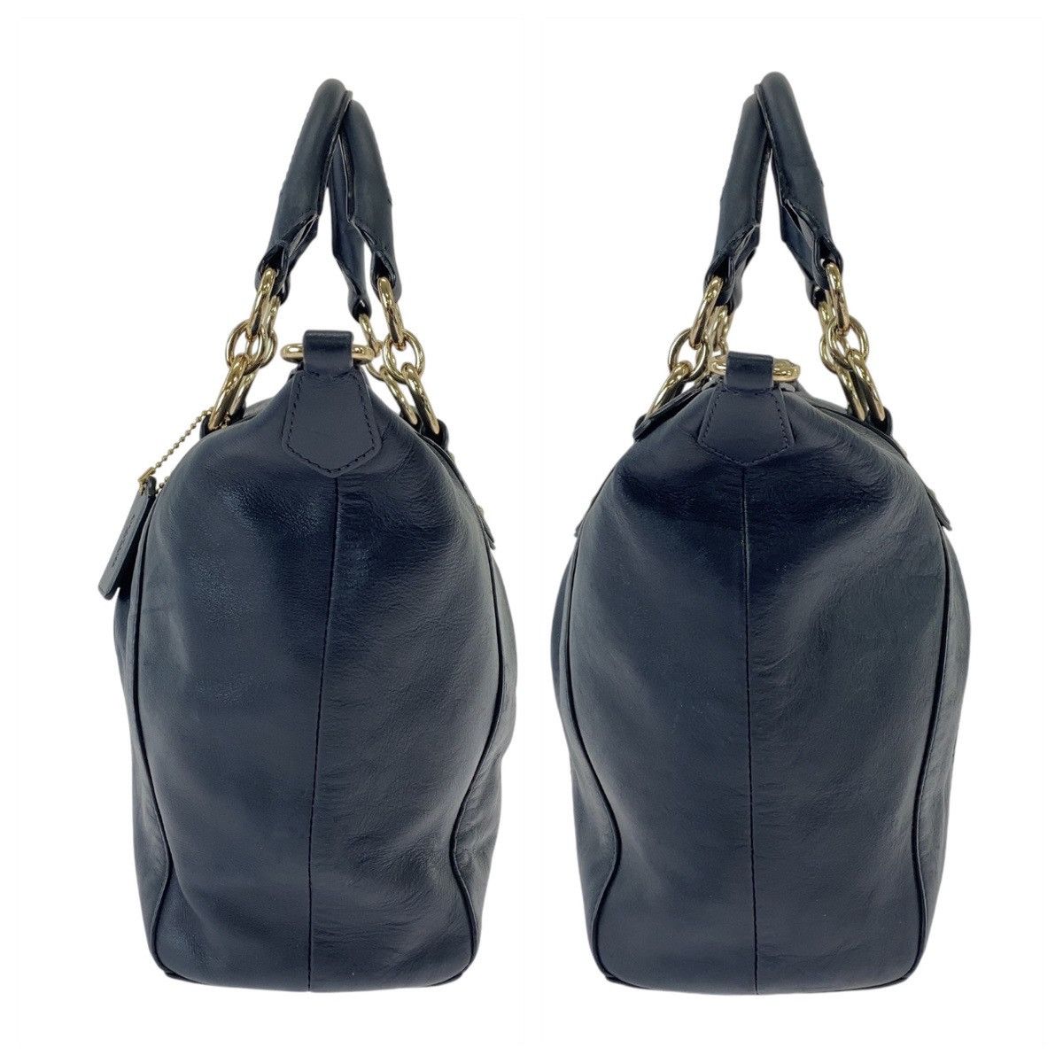 Coach Coach Coach Leather Tote Bag Navy Gold Hardware Leather Tote Bag in Very Good Condition Size ONE SIZE - 8 Thumbnail