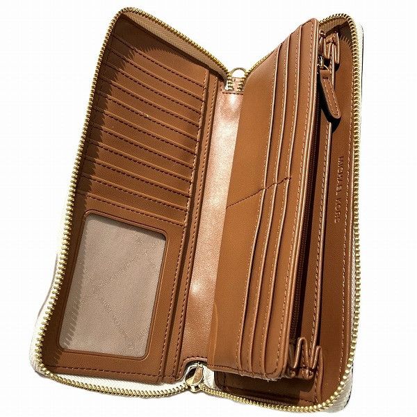 Michael Kors Michael Kors Michael Kors Monogram Round Zip Wallet Canvas Long Wallet 35F8GTVT3B in Good Condition Size ONE SIZE - 2 Thumbnail