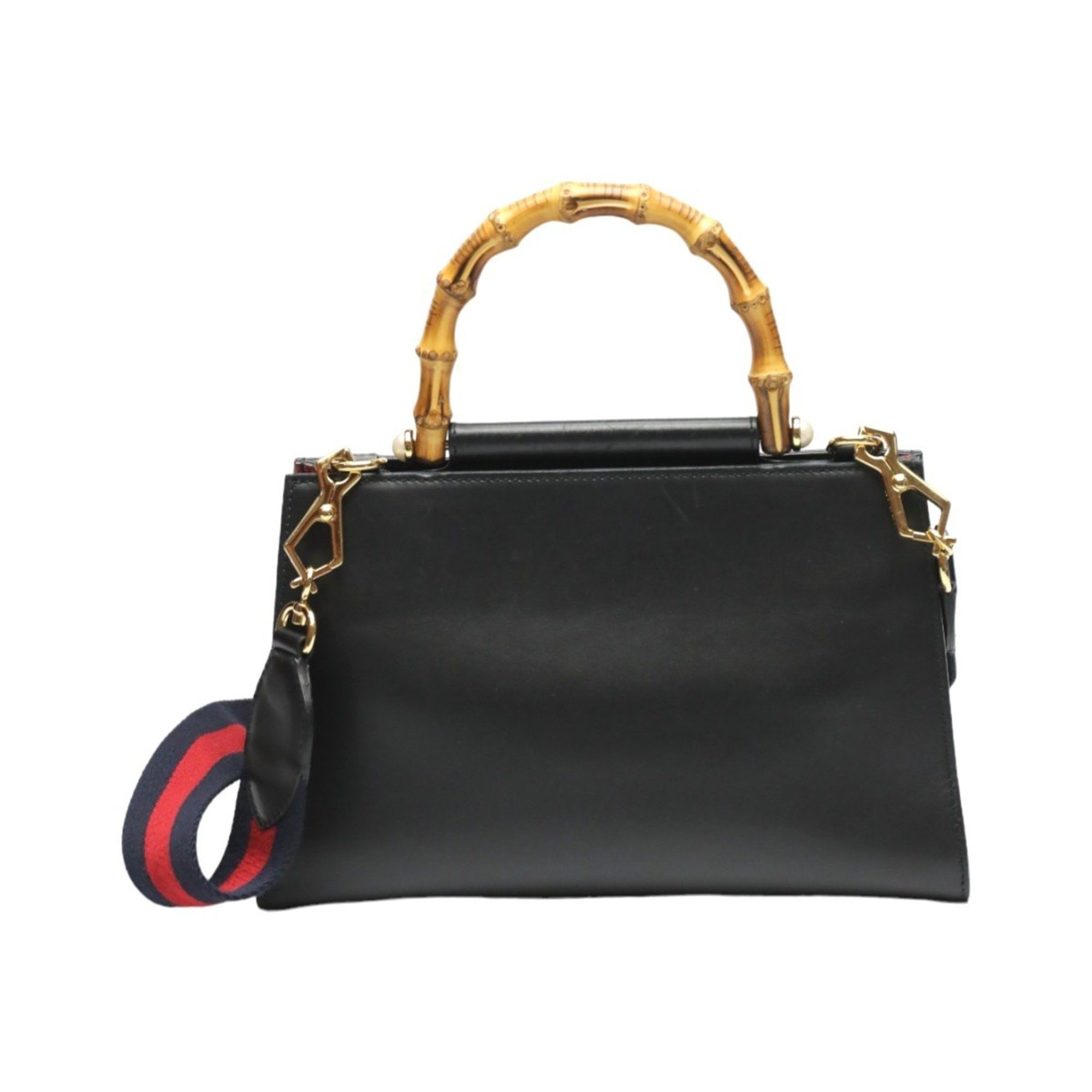 Gucci GUCCI Handbag Bamboo Leather 2way Bag 459076 Black Size ONE SIZE - 3 Thumbnail