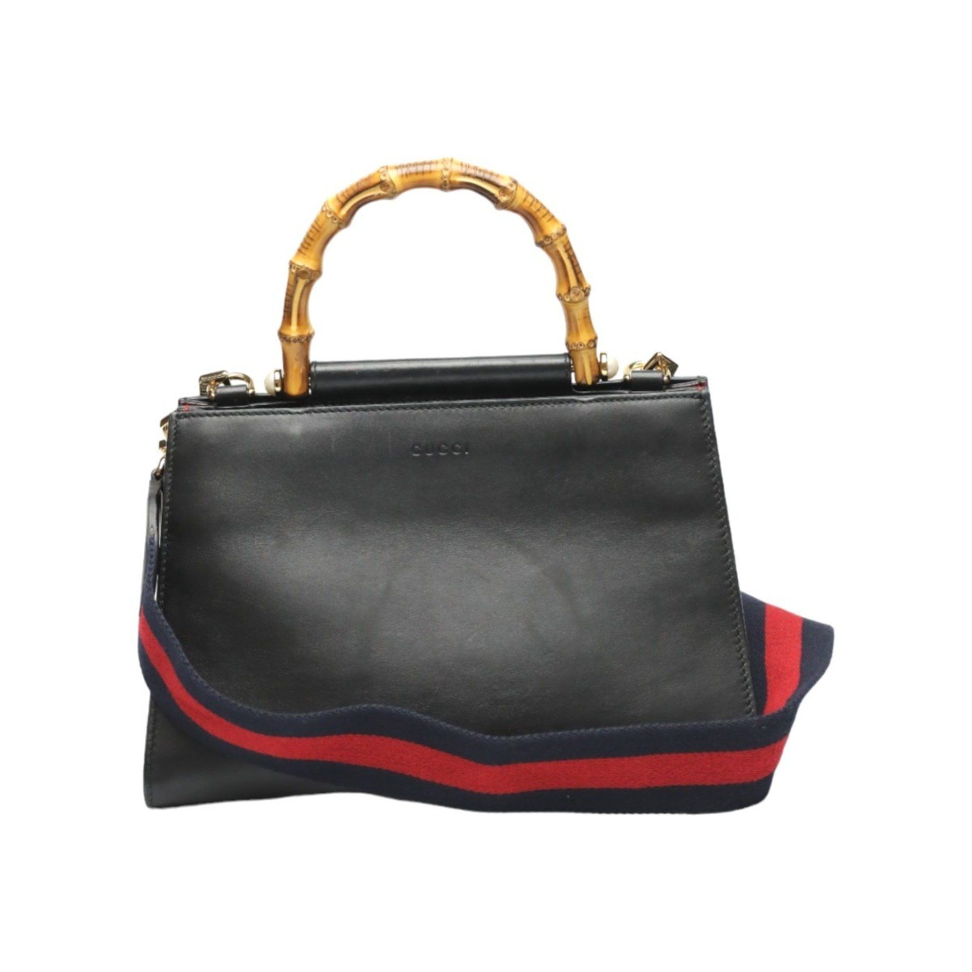 Gucci GUCCI Handbag Bamboo Leather 2way Bag 459076 Black Size ONE SIZE - 2 Thumbnail