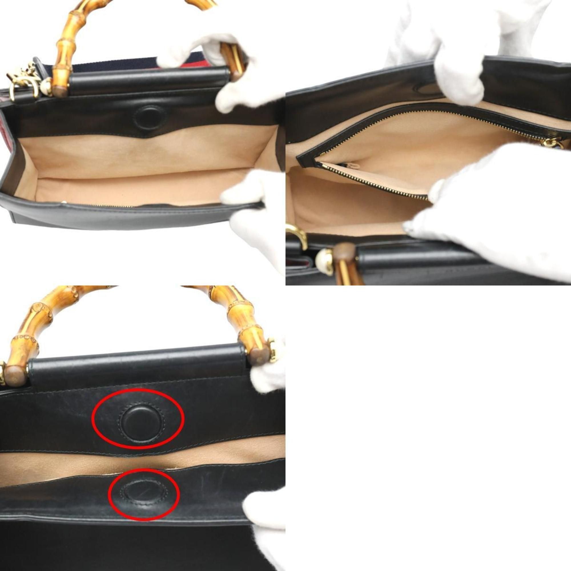 Gucci GUCCI Handbag Bamboo Leather 2way Bag 459076 Black Size ONE SIZE - 20 Thumbnail