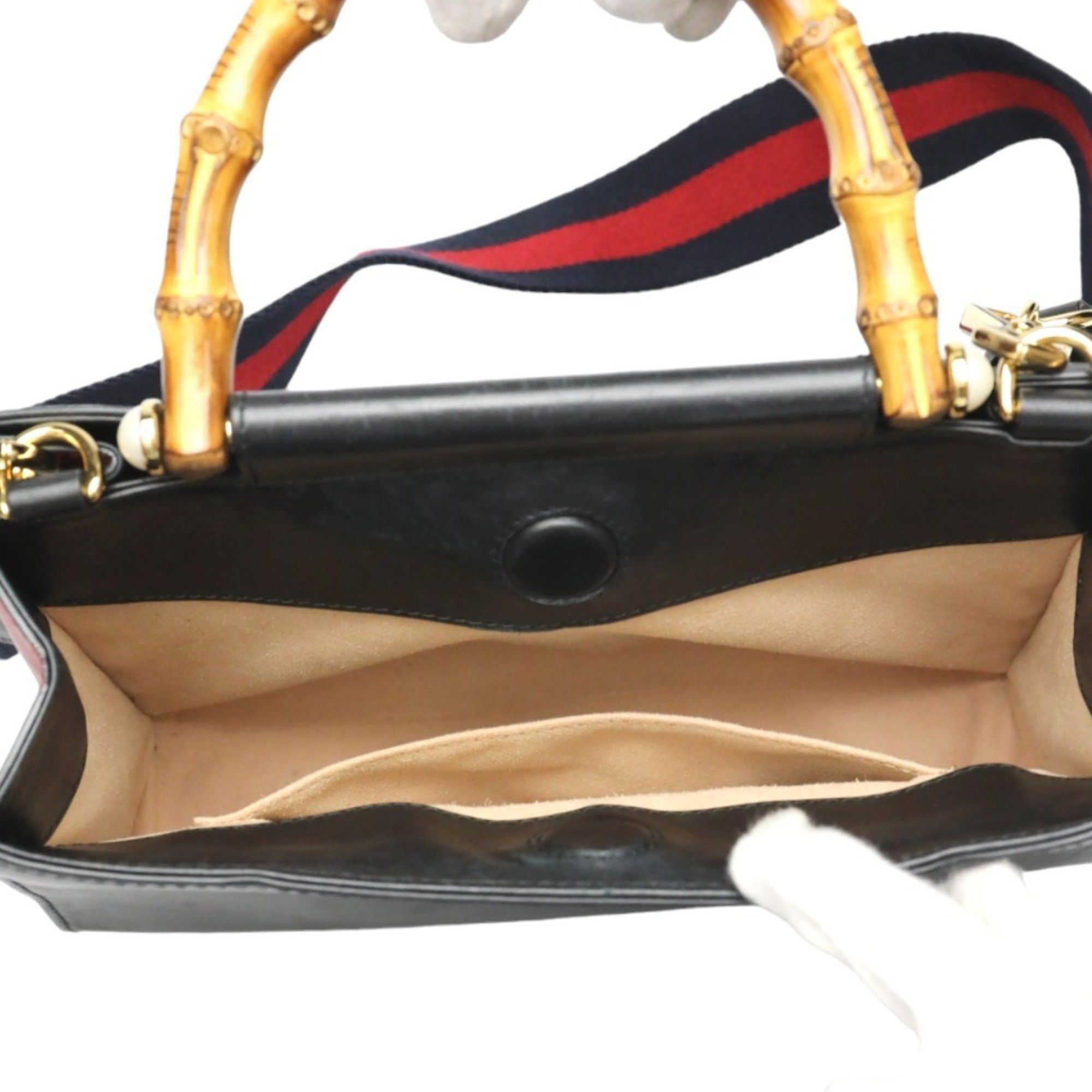 Gucci GUCCI Handbag Bamboo Leather 2way Bag 459076 Black Size ONE SIZE - 18 Thumbnail