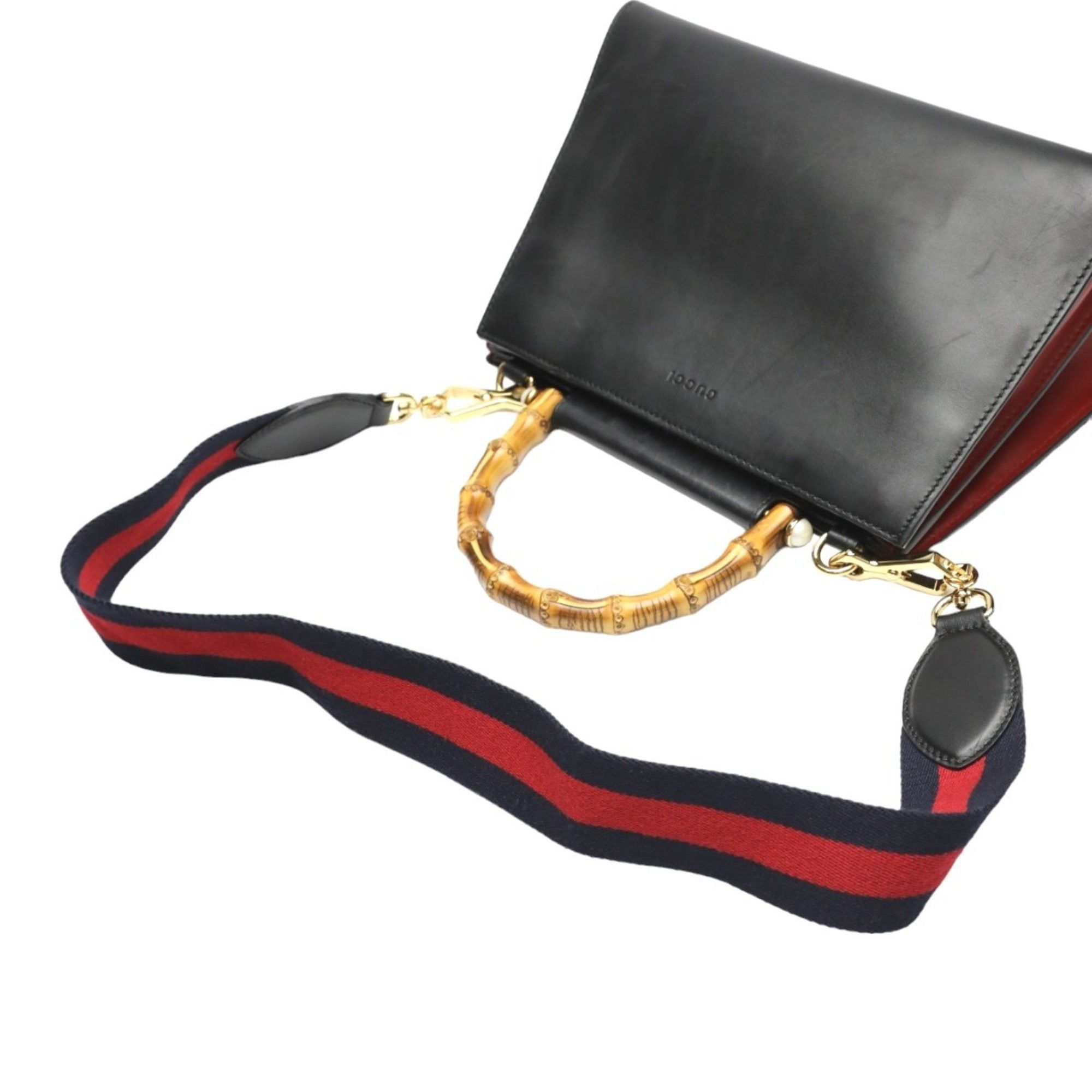 Gucci GUCCI Handbag Bamboo Leather 2way Bag 459076 Black Size ONE SIZE - 11 Thumbnail
