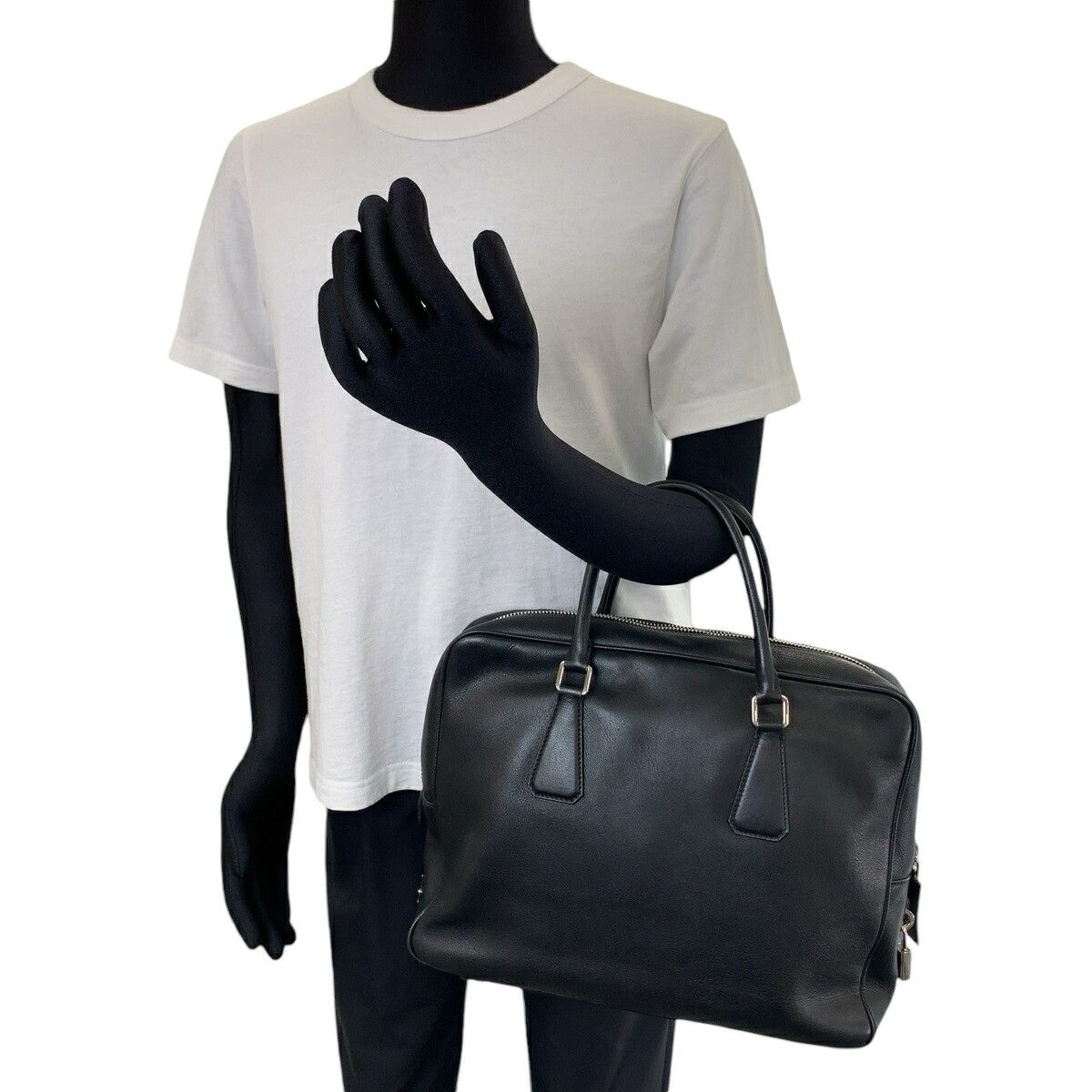Prada Prada Prada Leather Briefcase Triangle Logo Plate Leather Business Bag VS0305 in Great Condition Size ONE SIZE - 7 Thumbnail