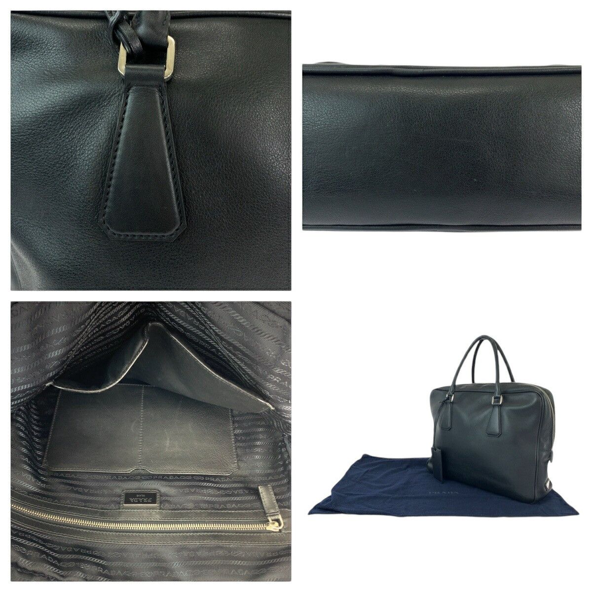 Prada Prada Prada Leather Briefcase Triangle Logo Plate Leather Business Bag VS0305 in Great Condition Size ONE SIZE - 6 Thumbnail