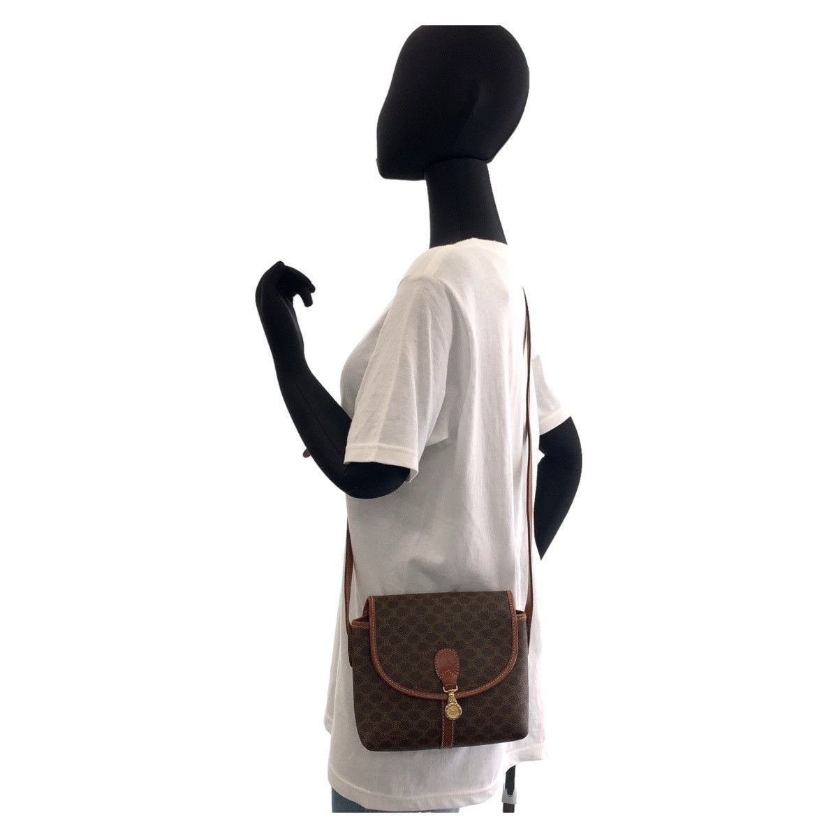 Celine Celine Celine Macadam Brown PVC Leather Shoulder Bag Canvas Crossbody Bag 408279 in Very Good Condition Size ONE SIZE - 9 Thumbnail