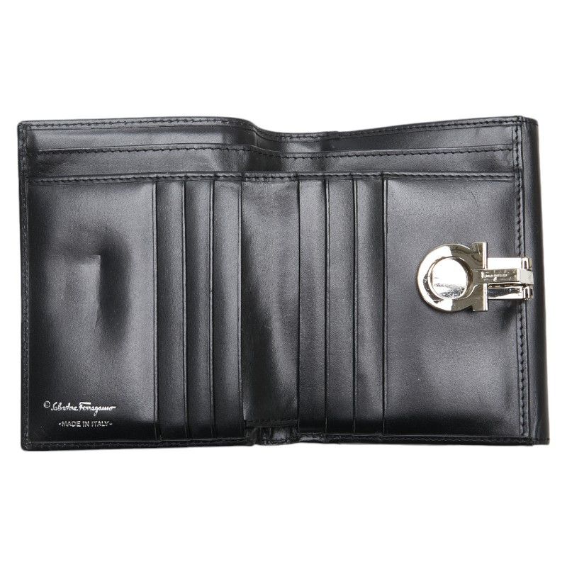 Salvatore Ferragamo Salvatore Ferragamo Salvatore Ferragamo Gancini Leather Compact Wallet Leather Short Wallet 221203 in Very Good Condition Size ONE SIZE - 4 Thumbnail