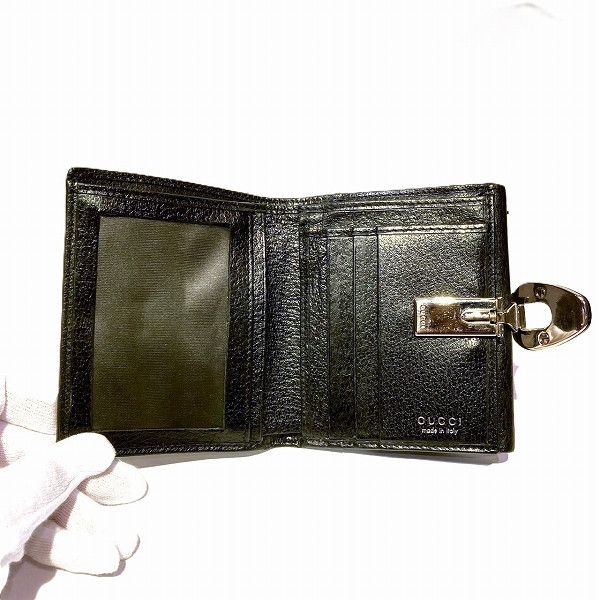 Gucci Gucci Gucci Leather Bifold Wallet Black Leather Short Wallet 03521331896 in Fair Condition Size ONE SIZE - 2 Thumbnail