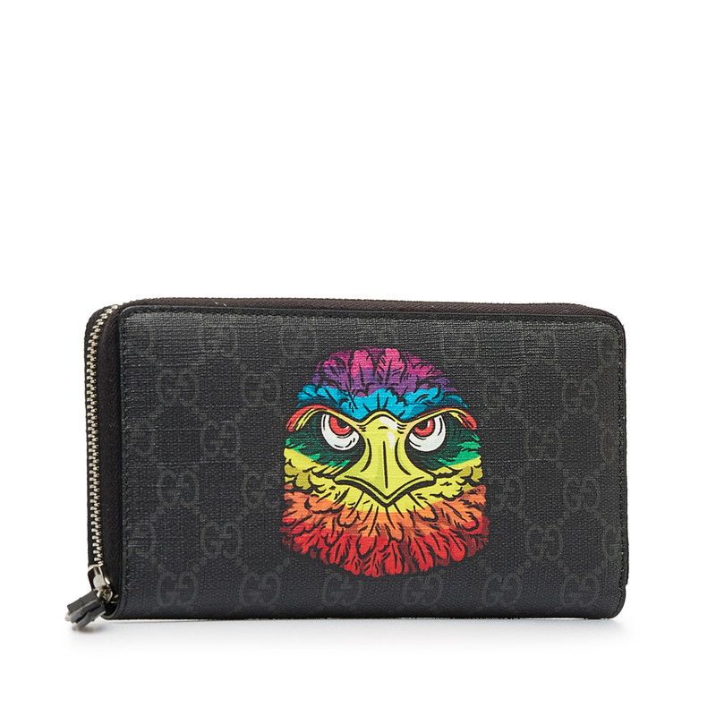 Gucci Gucci Gucci GG Supreme Eagle Zip Wallet Black Canvas Long Wallet 451278 in Great Condition Size ONE SIZE - 2 Thumbnail
