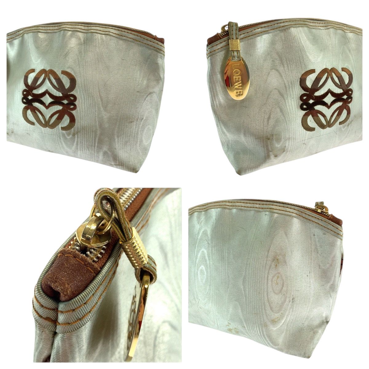 Loewe Loewe Loewe Nylon Anagram Woodgrain Pouch Canvas Vanity Bag in Very Good Condition Size ONE SIZE - 6 Thumbnail