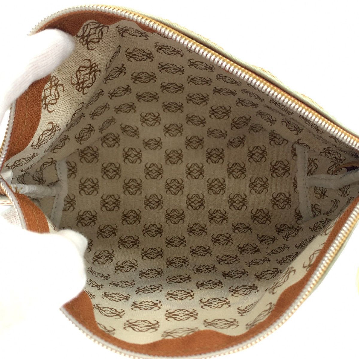 Loewe Loewe Loewe Nylon Anagram Woodgrain Pouch Canvas Vanity Bag in Very Good Condition Size ONE SIZE - 9 Thumbnail