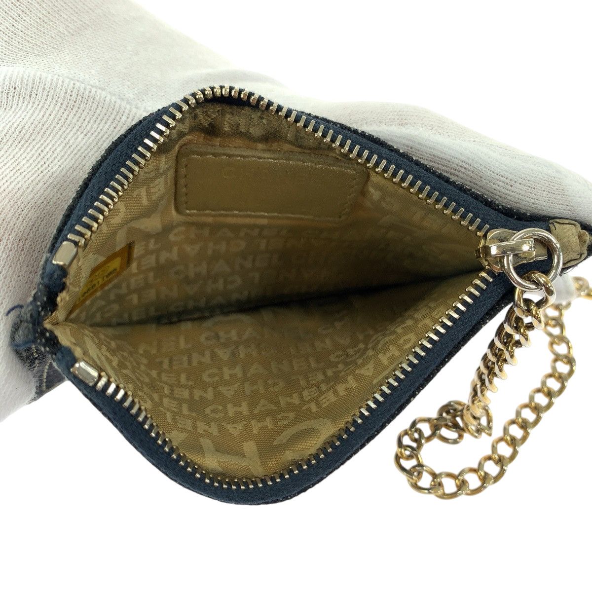 Chanel Chanel Chanel Denim Coin Case with Chain Denim Coin Case 406989 in Very Good Condition Size ONE SIZE - 9 Thumbnail