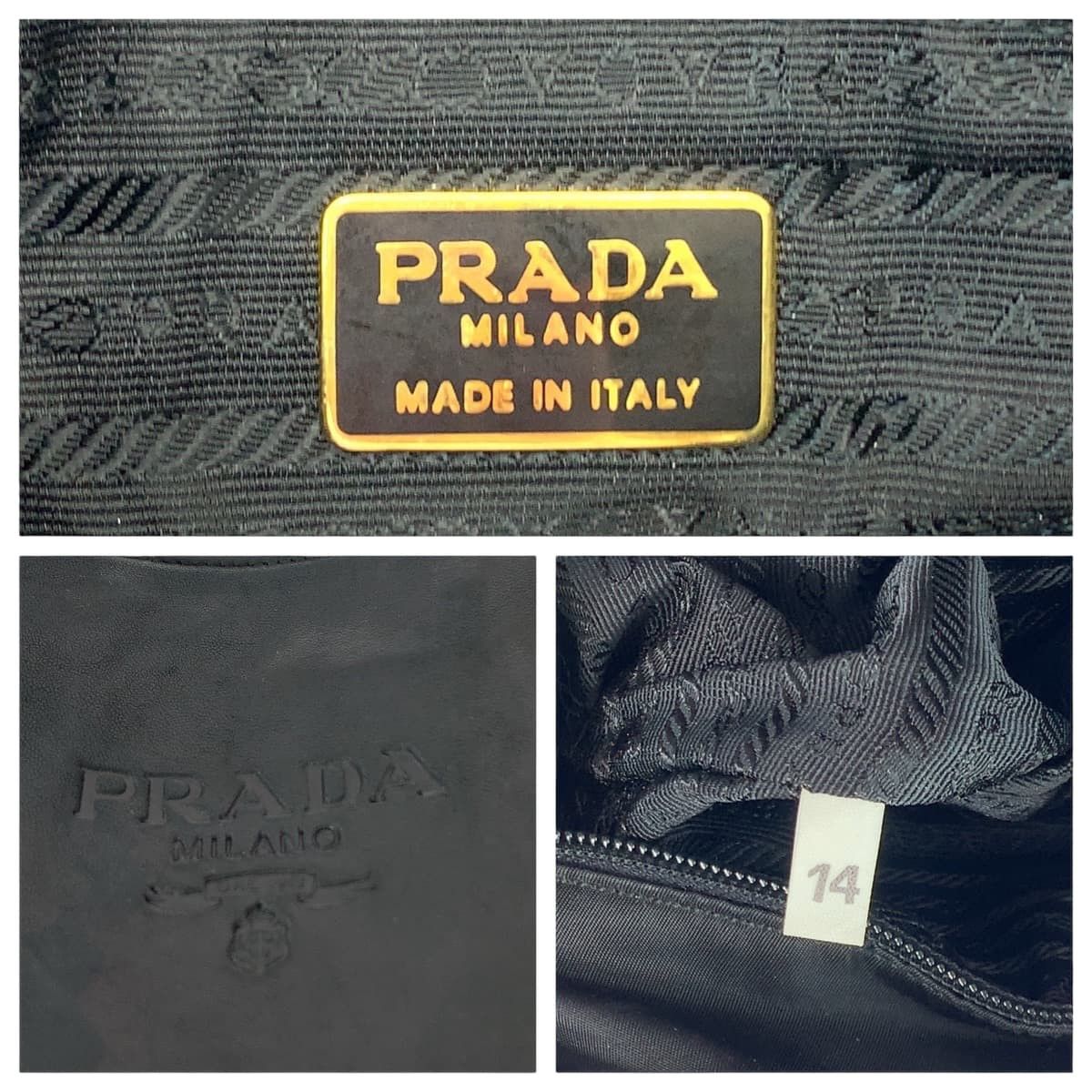 Prada Prada Prada Leather Tote Shoulder Bag Black Gold Leather Tote Bag B4328 in Very Good Condition Size ONE SIZE - 4 Thumbnail