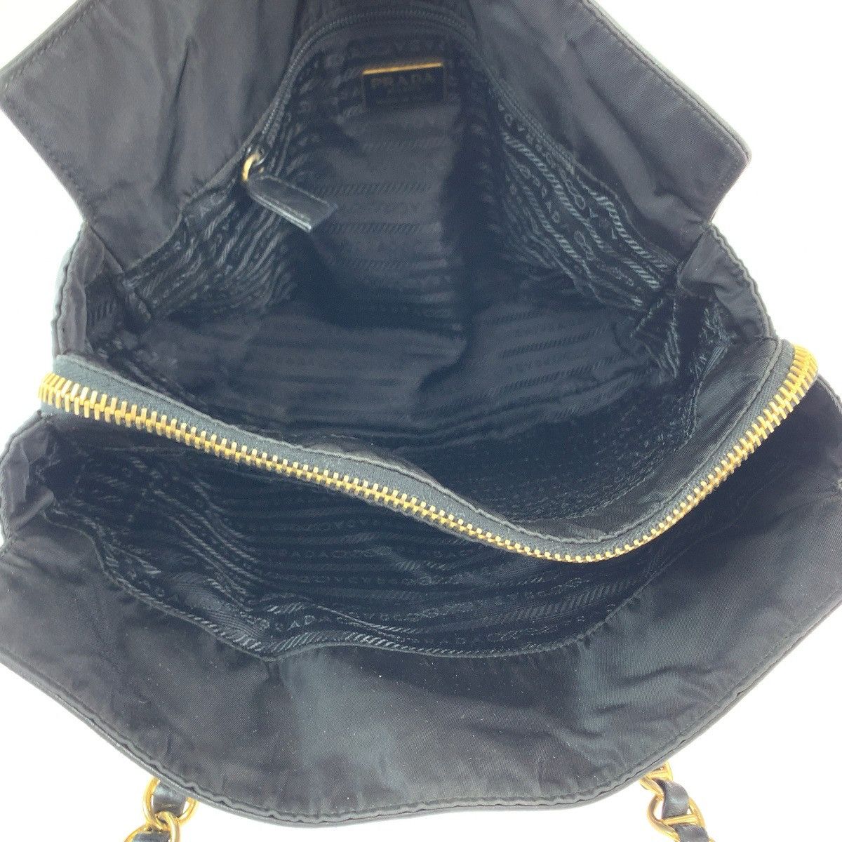 Prada Prada Prada Leather Tote Shoulder Bag Black Gold Leather Tote Bag B4328 in Very Good Condition Size ONE SIZE - 9 Thumbnail