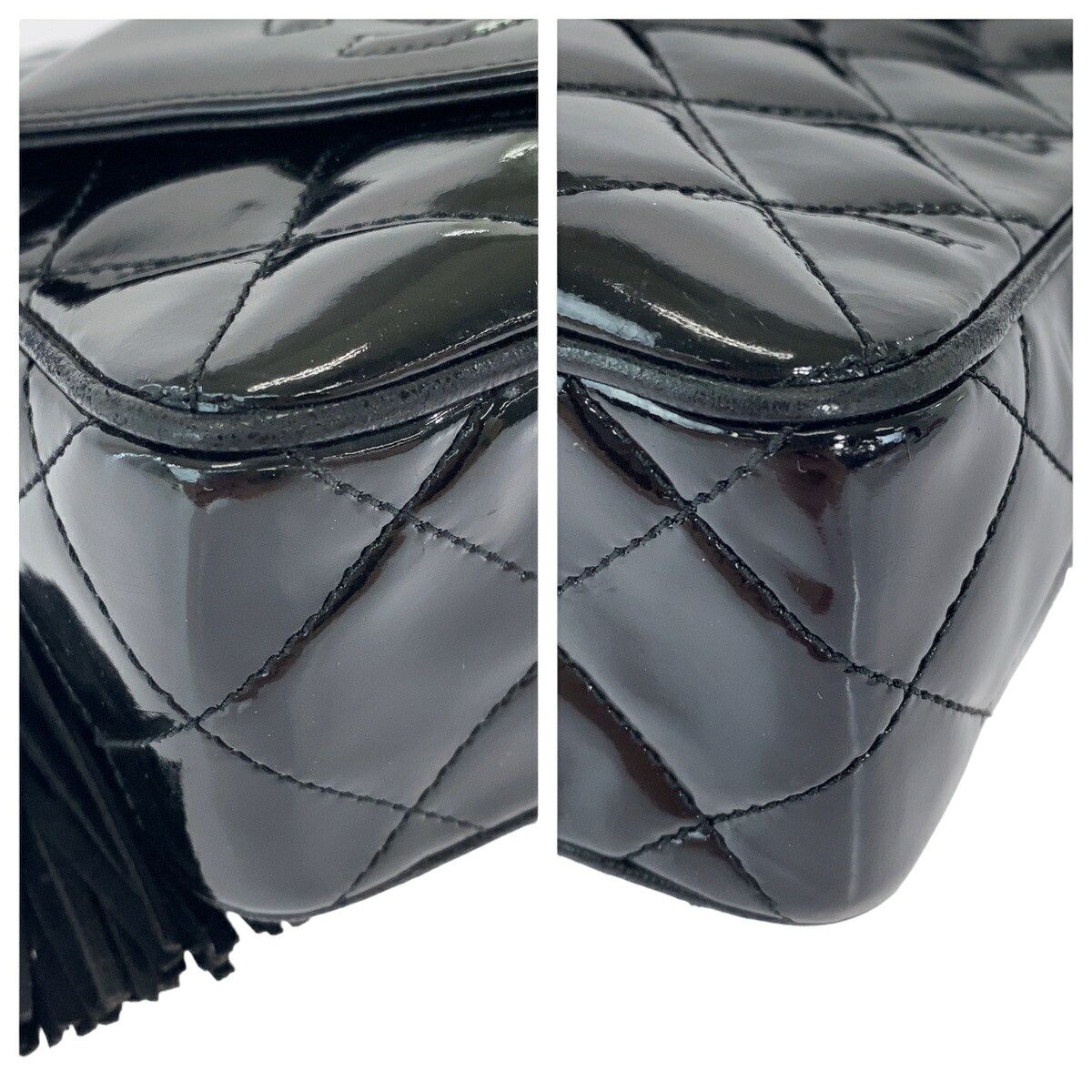 Chanel Chanel Chanel Vintage Patent Leather Fringe Shoulder Bag Leather Crossbody Bag Size ONE SIZE - 3 Thumbnail
