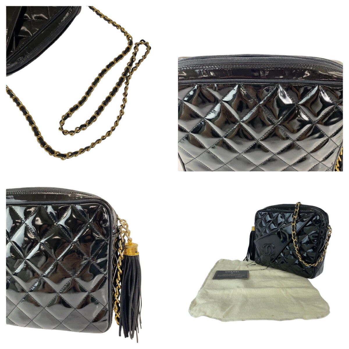 Chanel Chanel Chanel Vintage Patent Leather Fringe Shoulder Bag Leather Crossbody Bag Size ONE SIZE - 6 Thumbnail