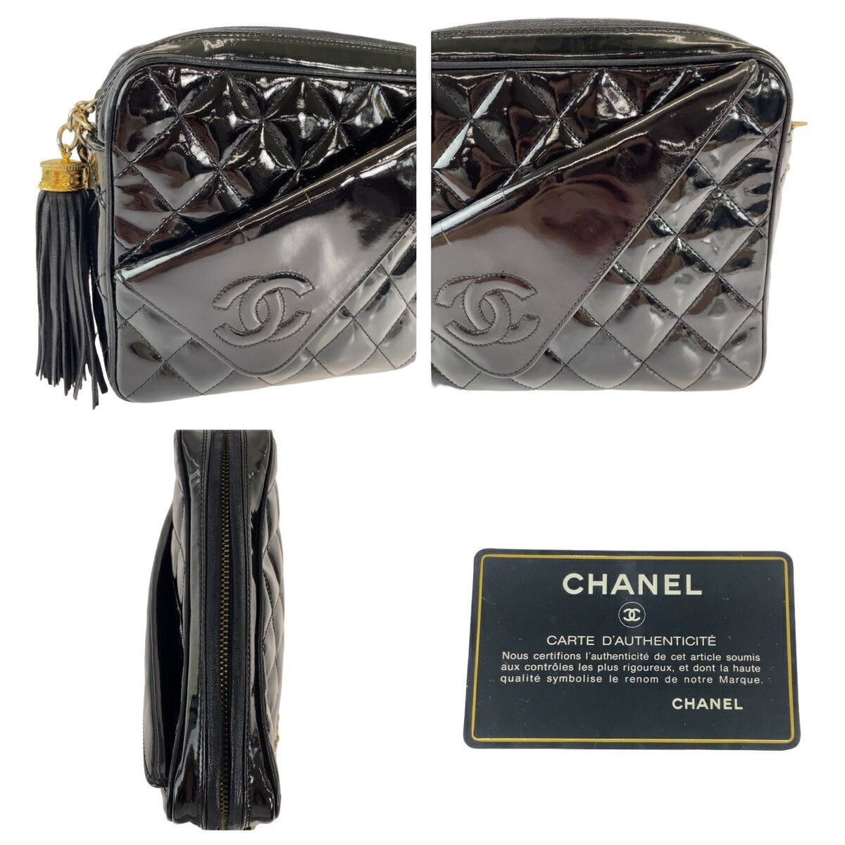 Chanel Chanel Chanel Vintage Patent Leather Fringe Shoulder Bag Leather Crossbody Bag Size ONE SIZE - 5 Thumbnail