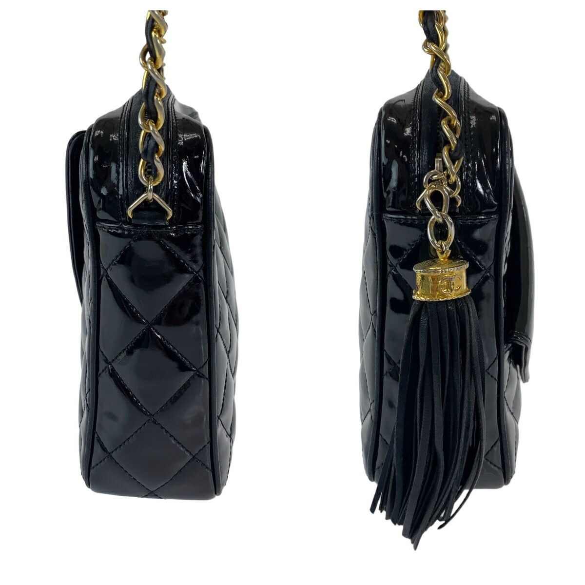 Chanel Chanel Chanel Vintage Patent Leather Fringe Shoulder Bag Leather Crossbody Bag Size ONE SIZE - 8 Thumbnail