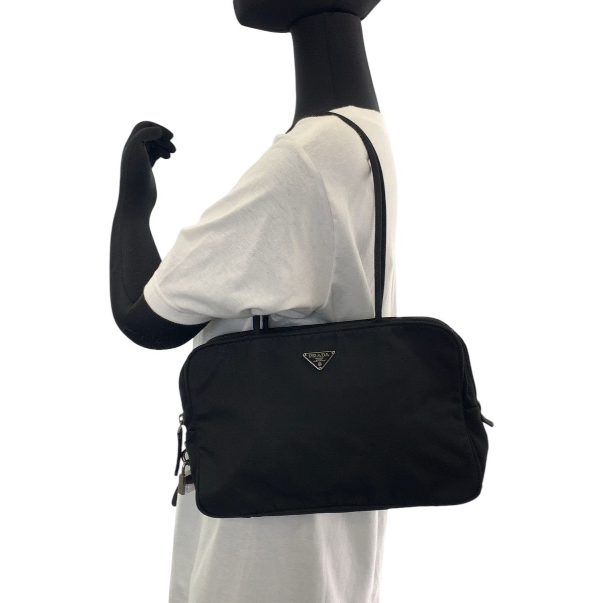 Prada Prada Prada Nylon Tessuto Logo Plate Shoulder Bag Canvas Crossbody Bag in Very Good Condition Size ONE SIZE - 7 Thumbnail