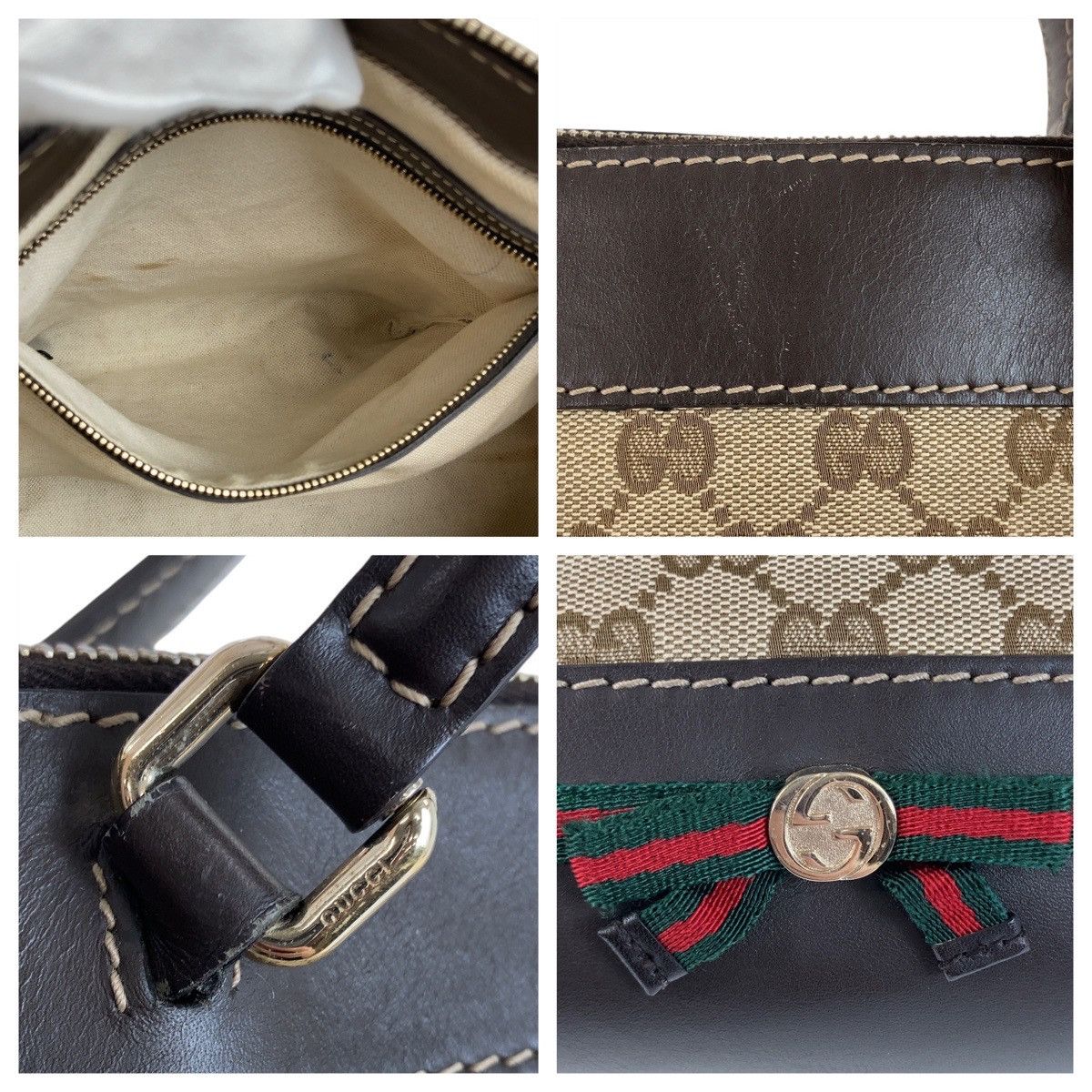 Gucci Gucci Gucci GG Canvas Leather Princy Tote Bag Canvas Tote Bag 269894 Size ONE SIZE - 10 Thumbnail