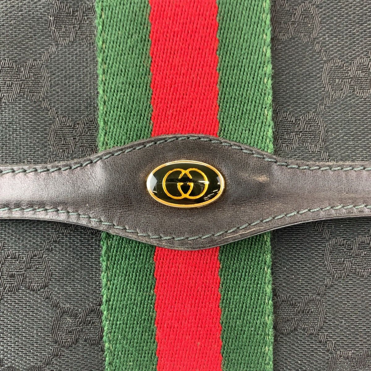 Gucci Gucci Gucci Vintage Black GG Canvas Leather Shoulder Bag Canvas Crossbody Bag Size ONE SIZE - 8 Thumbnail