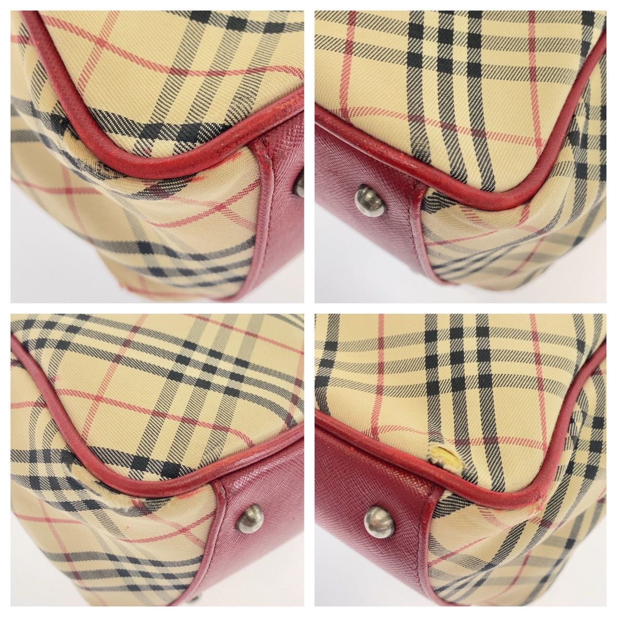 Burberry Burberry Burberry Check Canvas Leather Tote Bag Canvas Tote Bag Size ONE SIZE - 3 Thumbnail