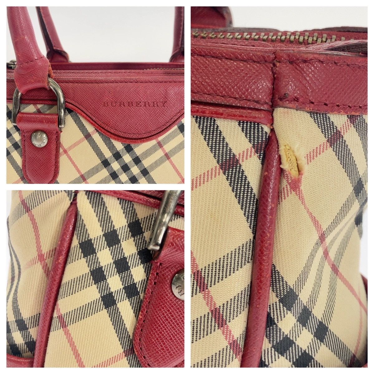 Burberry Burberry Burberry Check Canvas Leather Tote Bag Canvas Tote Bag Size ONE SIZE - 5 Thumbnail
