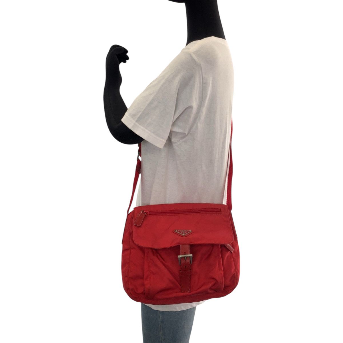 Prada Prada Prada Nylon Tessuto Triangle Logo Shoulder Bag Canvas Crossbody Bag Size ONE SIZE - 7 Thumbnail
