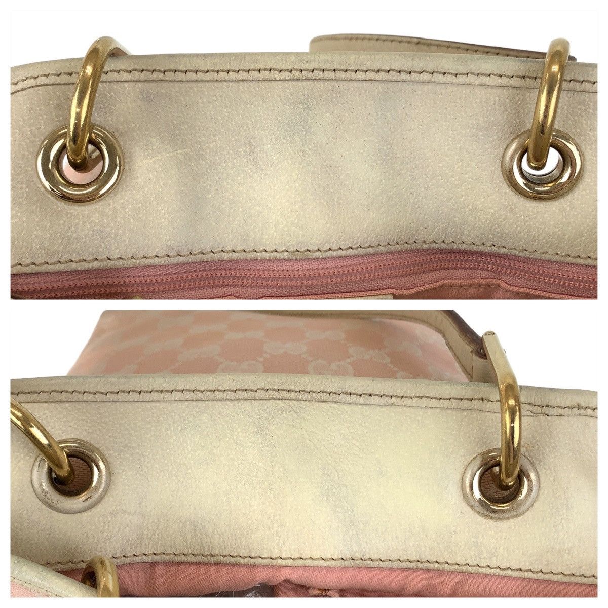 Gucci Gucci Gucci Pink GG Canvas Leather Tote Shoulder Bag Canvas Tote Bag 120840 in Very Good Condition Size ONE SIZE - 7 Thumbnail