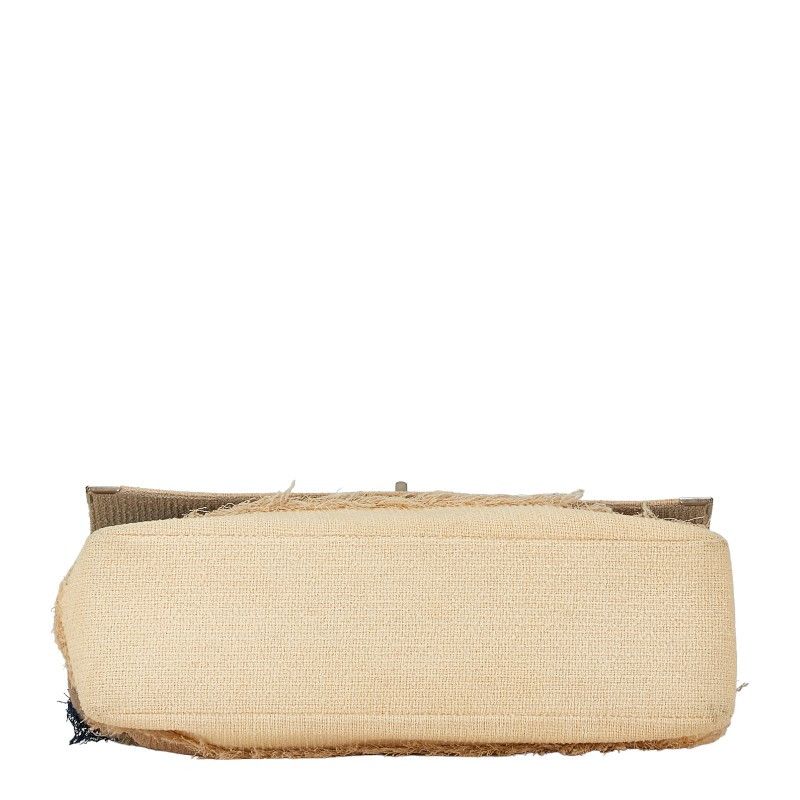 Chanel Chanel Chanel Beige Navy Linen Chain Shoulder Bag Natural Material Shoulder Bag in Very Good Condition Size ONE SIZE - 4 Thumbnail