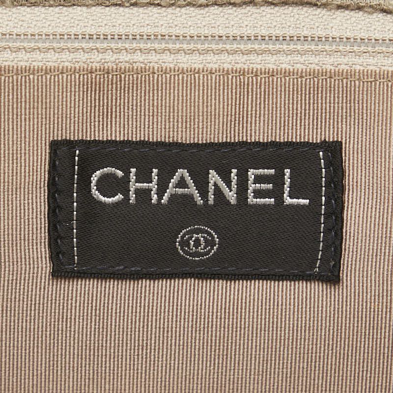 Chanel Chanel Chanel Beige Navy Linen Chain Shoulder Bag Natural Material Shoulder Bag in Very Good Condition Size ONE SIZE - 8 Thumbnail