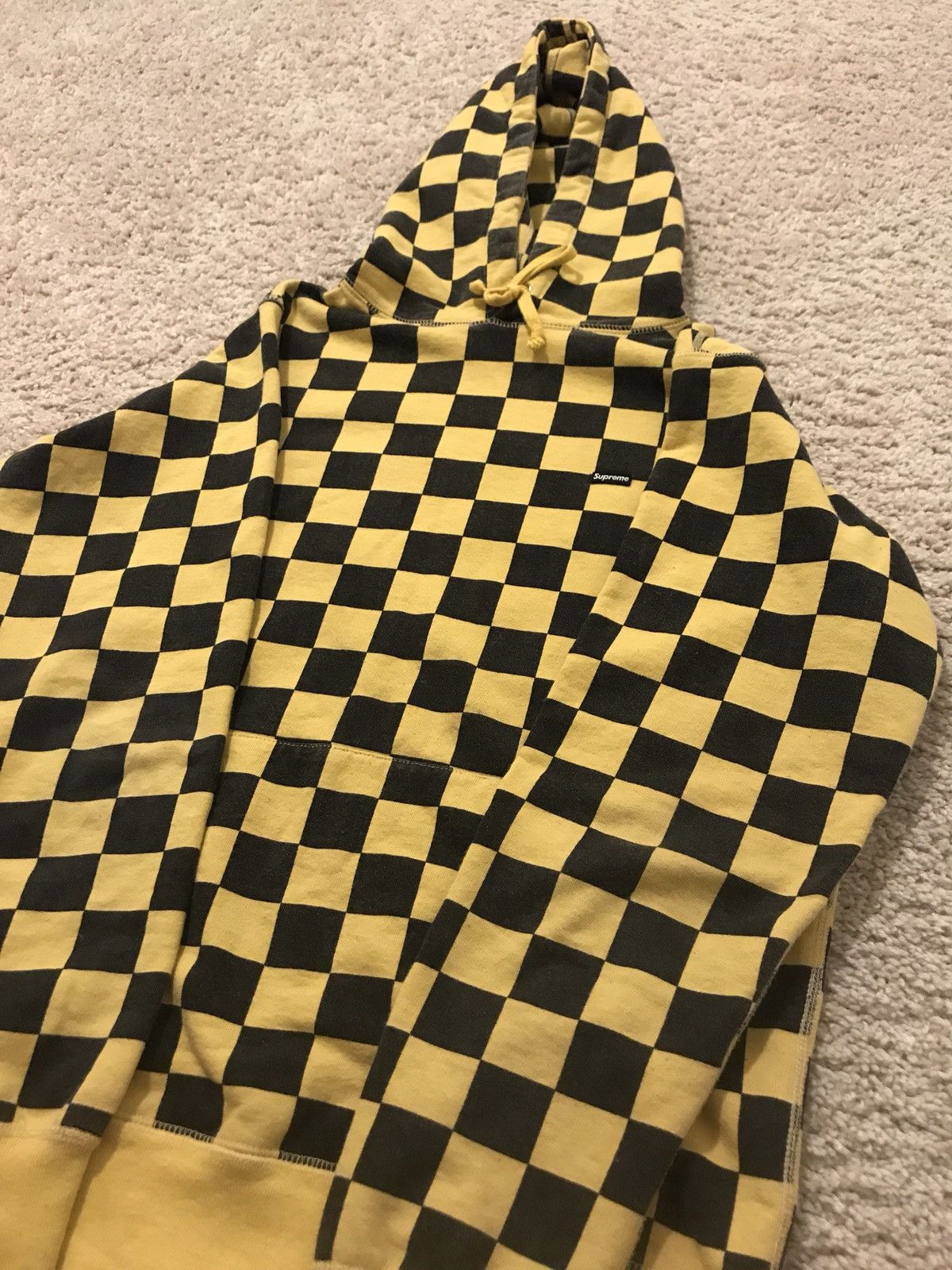 Supreme Supreme Checkerboard Checkered Hoodie Yellow Black Medium