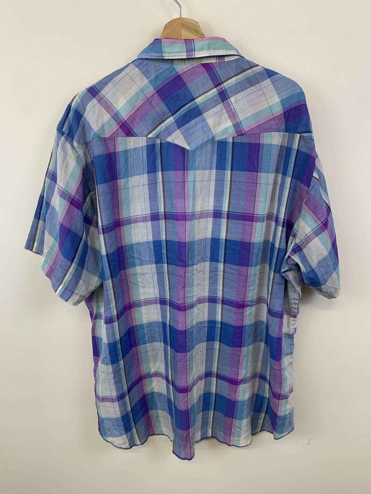 Flannel × Vintage Vintage 1980s Wrangler Pastel Check Pearl Snap Western Shirt Cowboy Shirt Siez XXL Size US XXL / EU 58 / 5 - 3 Thumbnail
