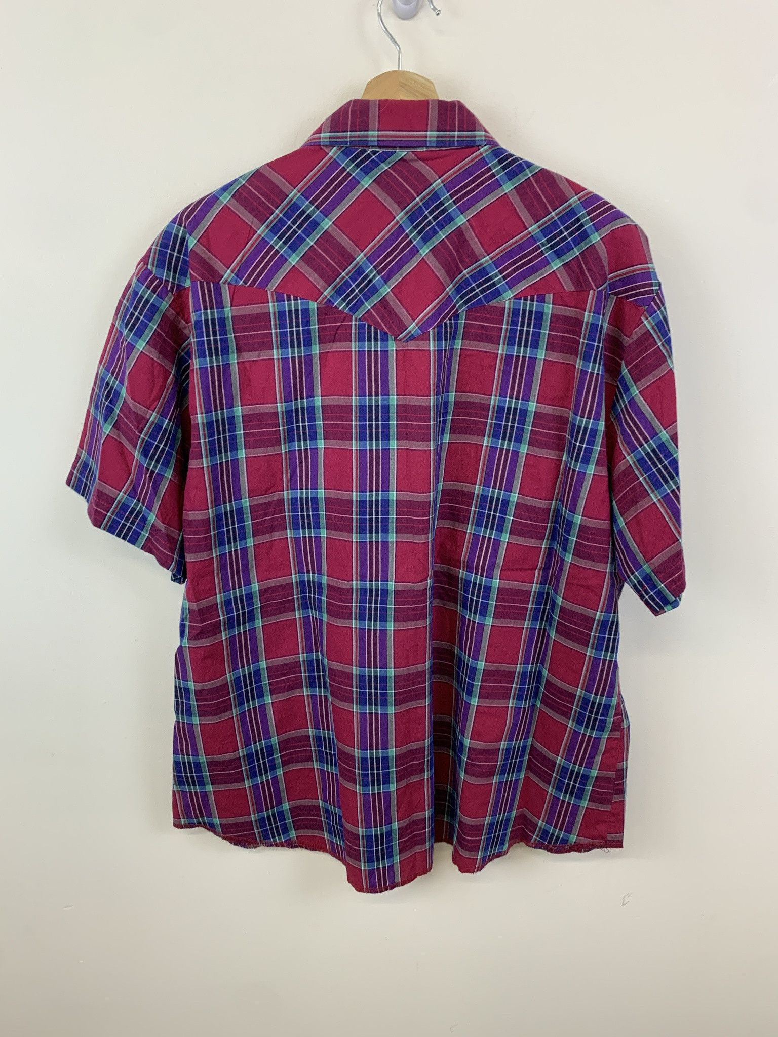 Flannel × Vintage Vintage 1990s Wrangler Red Check Western Pearl Snap Shirt Size XL Size US XL / EU 56 / 4 - 3 Thumbnail