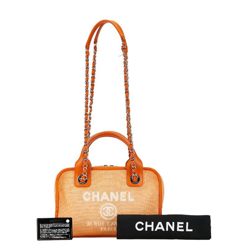 Chanel Chanel Chanel Canvas Leather Coco Mark Logo Deauville Handbag Canvas Handbag 20xxxx in Very Good Condition Size ONE SIZE - 10 Thumbnail