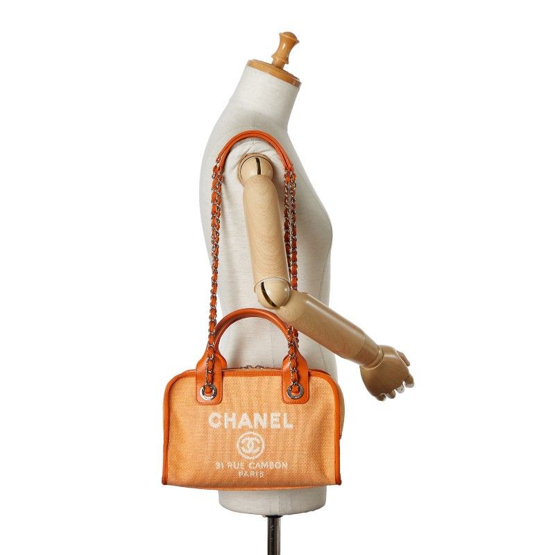 Chanel Chanel Chanel Canvas Leather Coco Mark Logo Deauville Handbag Canvas Handbag 20xxxx in Very Good Condition Size ONE SIZE - 11 Thumbnail