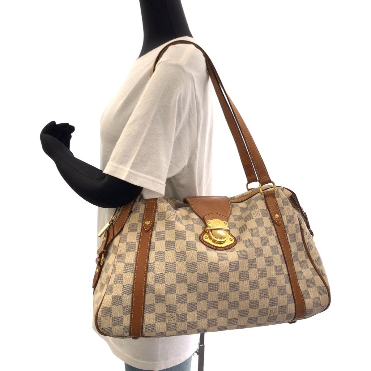 Louis Vuitton Louis Vuitton Louis Vuitton Damier Azur Stresa PM Tote Bag Canvas Tote Bag N42220 in Very Good Condition Size ONE SIZE - 8 Thumbnail