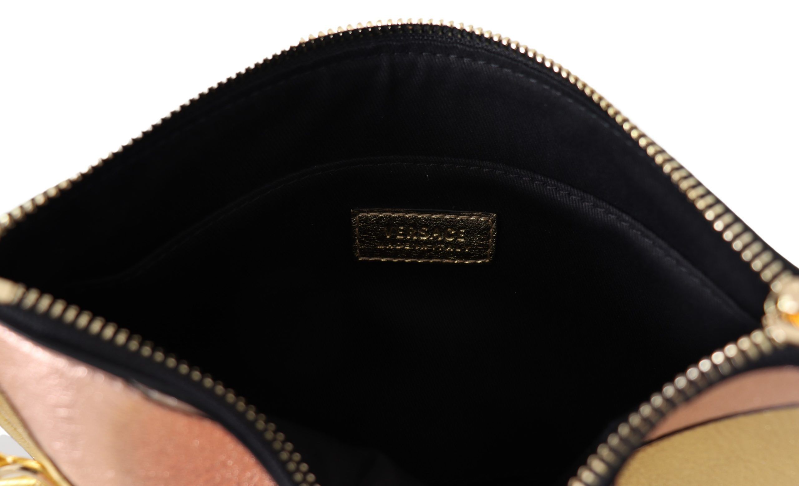 Versace Bronze Leather Zip Small Pouch Women's Bag Size ONE SIZE - 4 Thumbnail