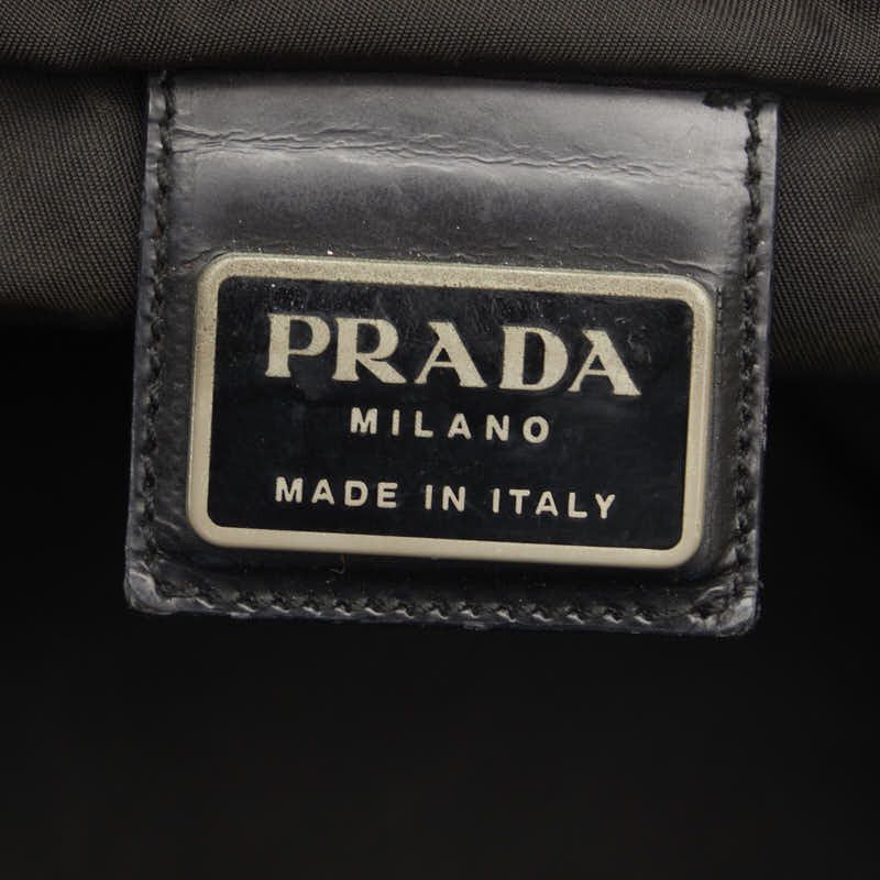 Prada Prada Prada Nylon Triangle Logo Plate Shoulder Bag Black Canvas Crossbody Bag in Very Good Condition Size ONE SIZE - 10 Thumbnail
