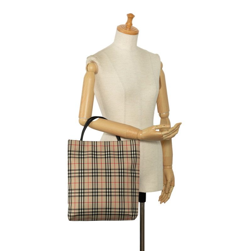 Burberry Burberry Burberry Nova Check Canvas Leather Tote Bag Canvas Tote Bag in Very Good Condition Size ONE SIZE - 9 Thumbnail