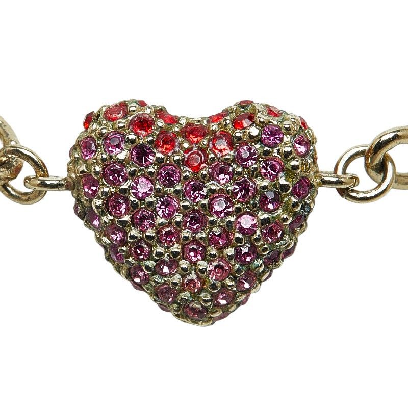 Dior Dior Dior Heart Rhinestone Necklace Silver Pink Metal Metal Necklace in Great Condition Size ONE SIZE - 2 Thumbnail