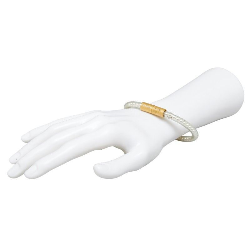 Chanel Chanel Chanel Fake Pearl Bracelet White Gold Vinyl Plated Plastic Bracelet 00S in Very Good Condition Size ONE SIZE - 7 Thumbnail