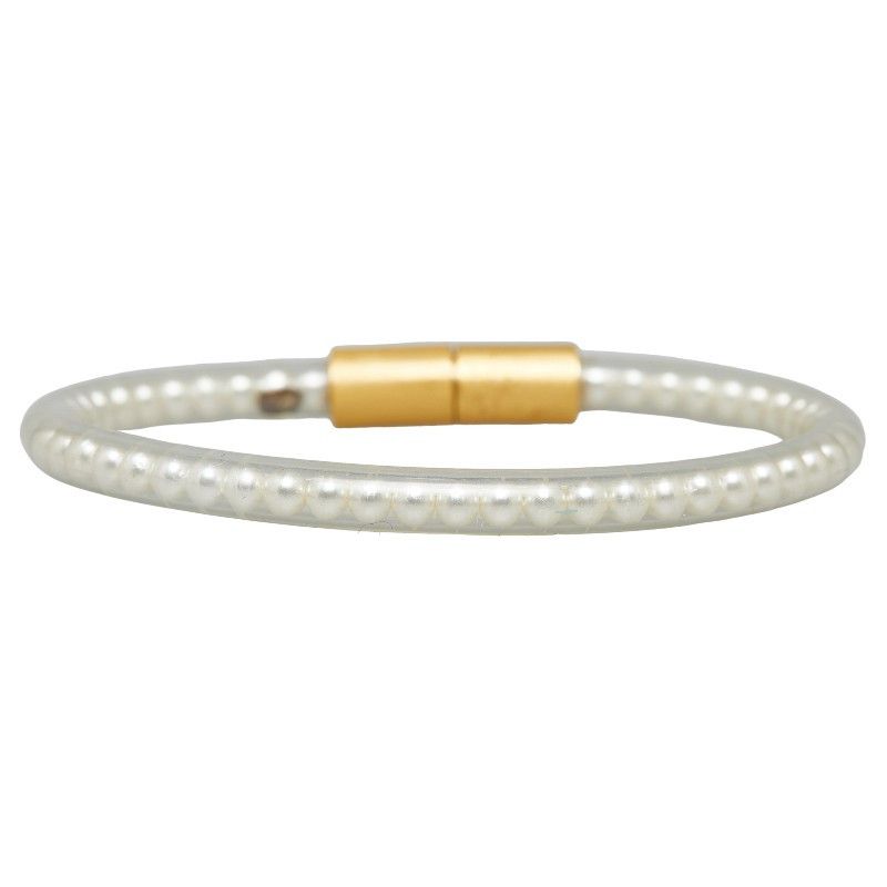Chanel Chanel Chanel Fake Pearl Bracelet White Gold Vinyl Plated Plastic Bracelet 00S in Very Good Condition Size ONE SIZE - 3 Thumbnail