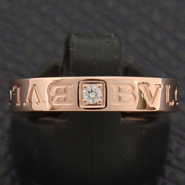Bvlgari Bvlgari Bvlgari Pink Gold Diamond Double Logo Ring Metal Ring 72422 in Great Condition Size ONE SIZE - 8 Thumbnail