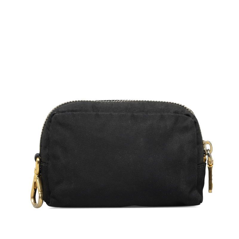 Prada Prada Prada Nylon Ribbon Pouch Black Canvas Vanity Bag in Very Good Condition Size ONE SIZE - 3 Thumbnail