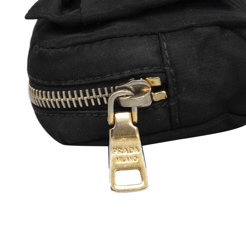 Prada Prada Prada Nylon Ribbon Pouch Black Canvas Vanity Bag in Very Good Condition Size ONE SIZE - 6 Thumbnail