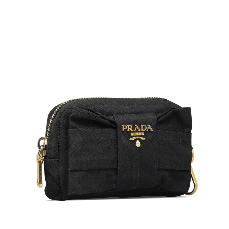 Prada Prada Prada Nylon Ribbon Pouch Black Canvas Vanity Bag in Very Good Condition Size ONE SIZE - 2 Thumbnail
