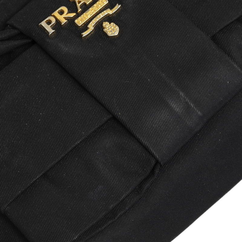 Prada Prada Prada Nylon Ribbon Pouch Black Canvas Vanity Bag in Very Good Condition Size ONE SIZE - 5 Thumbnail