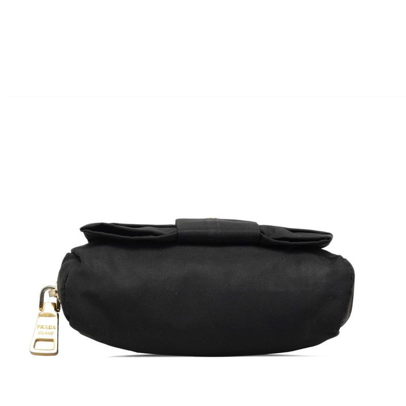 Prada Prada Prada Nylon Ribbon Pouch Black Canvas Vanity Bag in Very Good Condition Size ONE SIZE - 4 Thumbnail