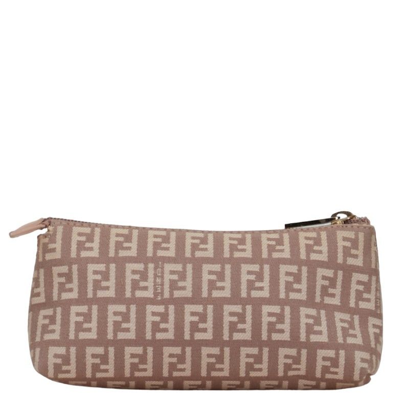 Fendi Fendi Fendi Zucchino Canvas Leather Pouch 7N0037 Canvas Vanity Bag 7N0037 in Very Good Condition Size ONE SIZE - 3 Thumbnail
